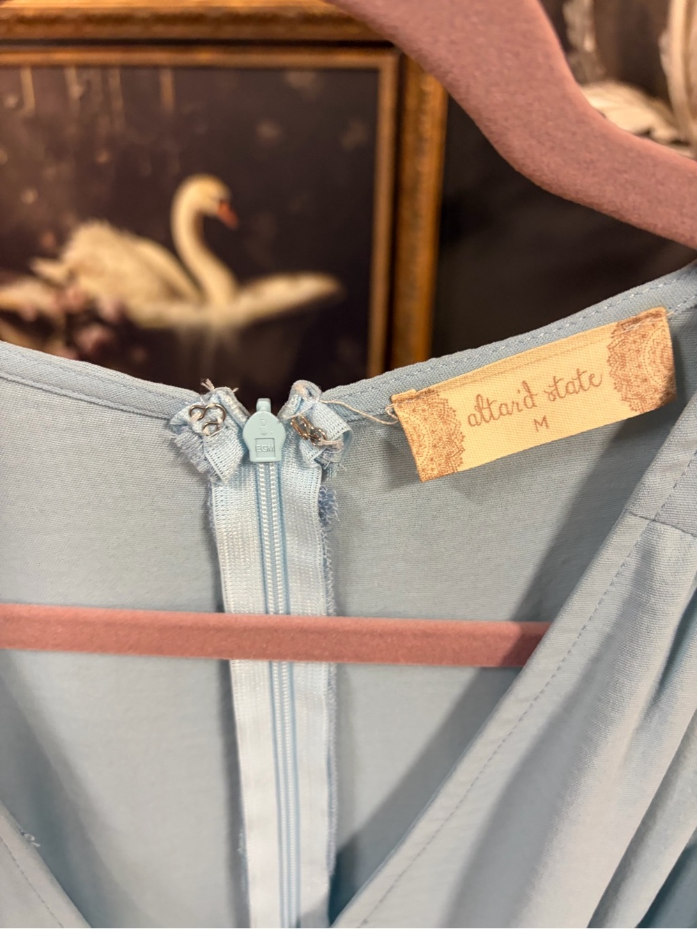 Altar'd State Pale Blue Wrap Maxi Dress with Flutter Sleeves - Picture 3 of 7